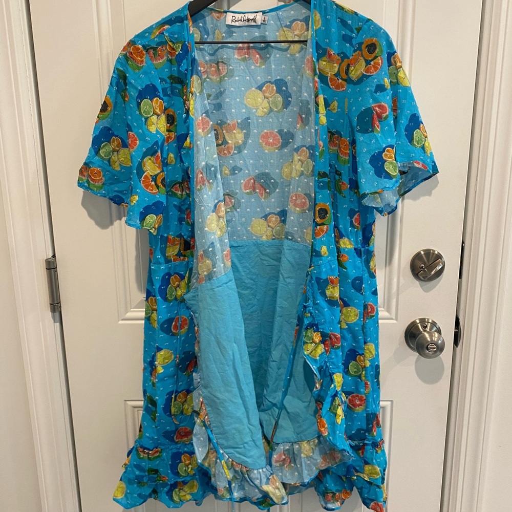 Rachel Antonoff Ruffle Abby Wrap Citrus Fruit Dress Womens Size Large - Picture 3 of 7